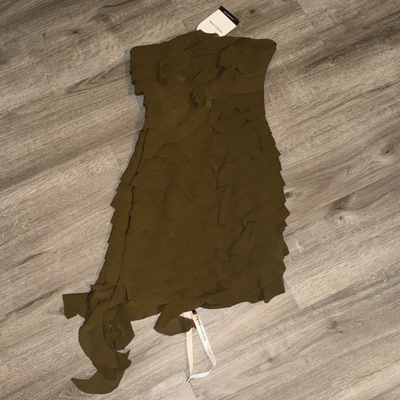 Mistress Rocks Olive Strapless ruffle mini dress - Picture 11 of 13